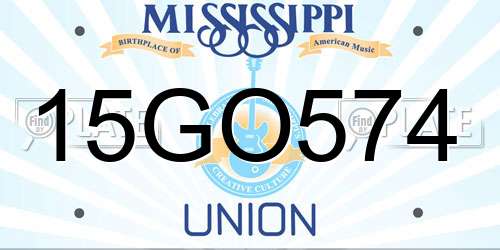 15GO574 Mississippi License Plate