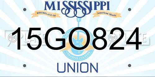 15GO824 Mississippi License Plate