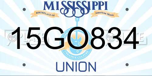 15GO834 Mississippi License Plate