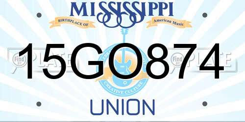 15GO874 Mississippi License Plate