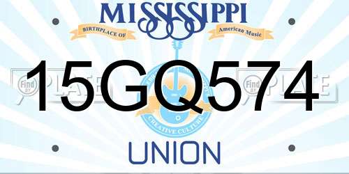 15GQ574 Mississippi License Plate