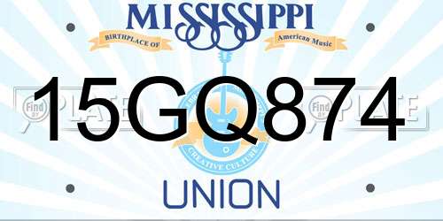 15GQ874 Mississippi License Plate