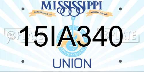 15IA340 Mississippi License Plate