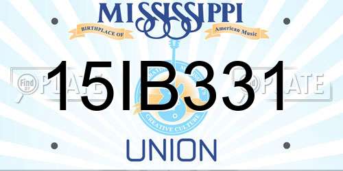 15IB331 Mississippi License Plate