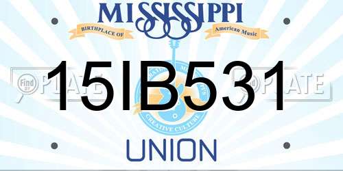 15IB531 Mississippi License Plate