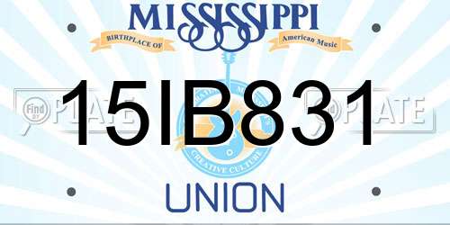 15IB831 Mississippi License Plate