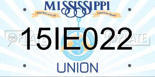 15IE022 Mississippi License Plate
