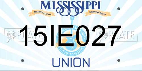 15IE027 Mississippi License Plate