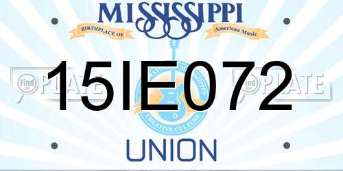 15IE072 Mississippi License Plate