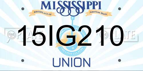 15IG210 Mississippi License Plate