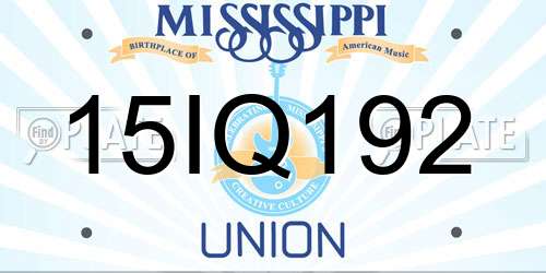 15IQ192 Mississippi License Plate