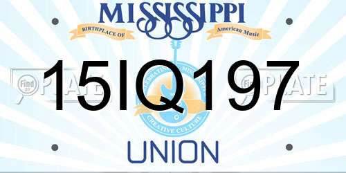 15IQ197 Mississippi License Plate