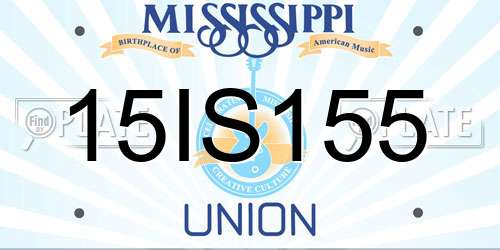 15IS155 Mississippi License Plate