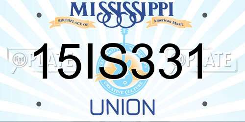 15IS331 Mississippi License Plate