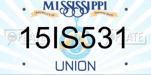 15IS531 Mississippi License Plate