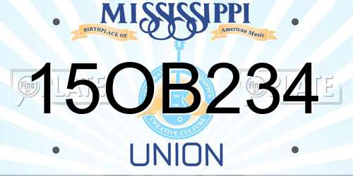 15OB234 Mississippi License Plate