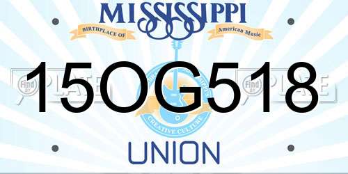 15OG518 Mississippi License Plate