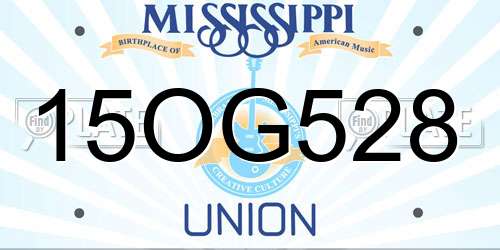15OG528 Mississippi License Plate