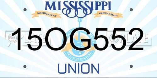 15OG552 Mississippi License Plate