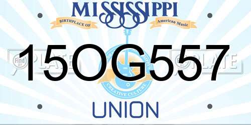 15OG557 Mississippi License Plate