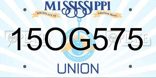 15OG575 Mississippi License Plate