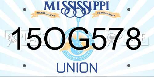 15OG578 Mississippi License Plate