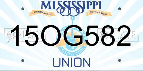 15OG582 Mississippi License Plate
