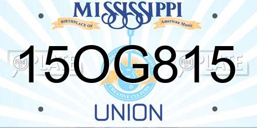 15OG815 Mississippi License Plate