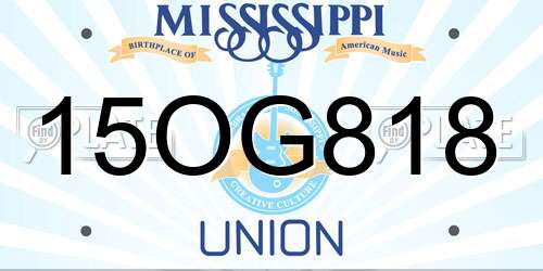 15OG818 Mississippi License Plate