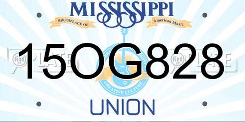 15OG828 Mississippi License Plate