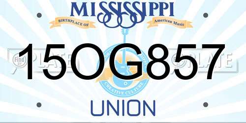 15OG857 Mississippi License Plate