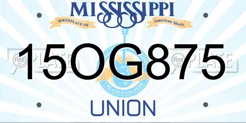 15OG875 Mississippi License Plate