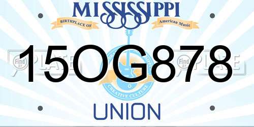 15OG878 Mississippi License Plate