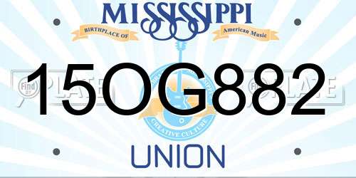 15OG882 Mississippi License Plate