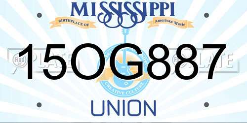 15OG887 Mississippi License Plate