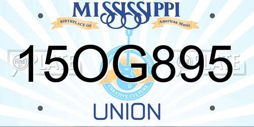 15OG895 Mississippi License Plate