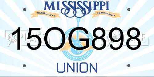 15OG898 Mississippi License Plate