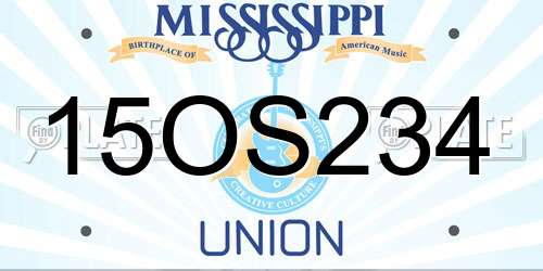 15OS234 Mississippi License Plate
