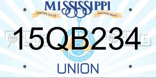 15QB234 Mississippi License Plate
