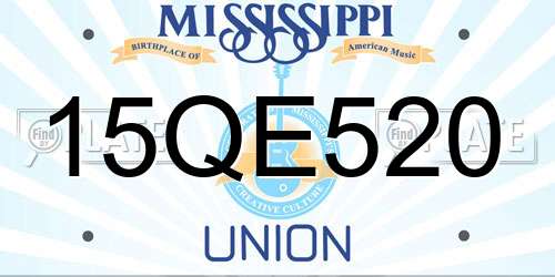 15QE520 Mississippi License Plate