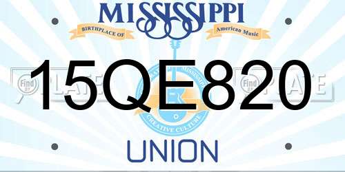 15QE820 Mississippi License Plate