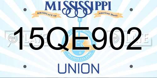 15QE902 Mississippi License Plate