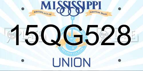15QG528 Mississippi License Plate