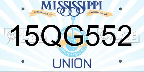 15QG552 Mississippi License Plate