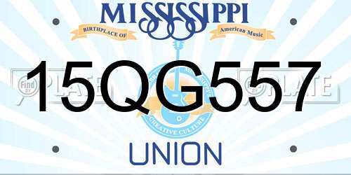 15QG557 Mississippi License Plate