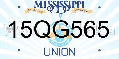 15QG565 Mississippi License Plate