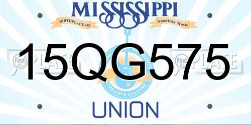 15QG575 Mississippi License Plate
