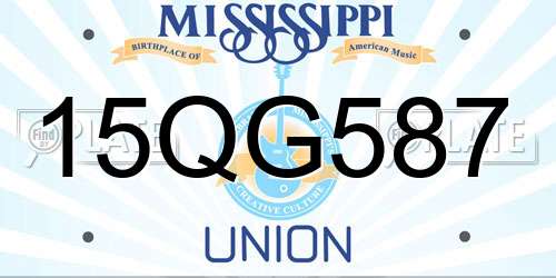 15QG587 Mississippi License Plate