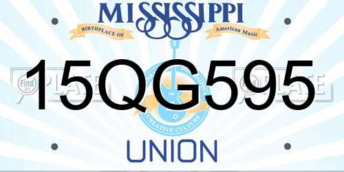 15QG595 Mississippi License Plate