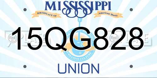 15QG828 Mississippi License Plate